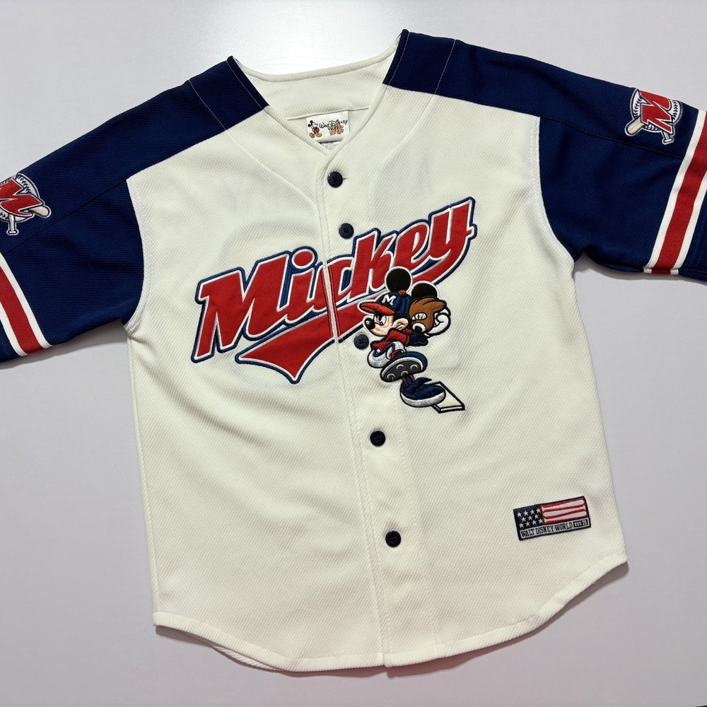 Vintage Disney World Kids Mickey Mouse Baseball Jersey #28 Youth Medium (7/8)